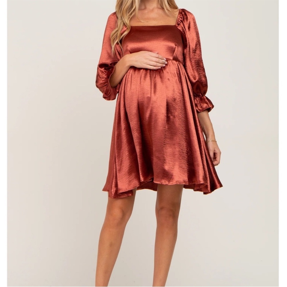Pinkblush Babydoll Maternity Dress in Rust